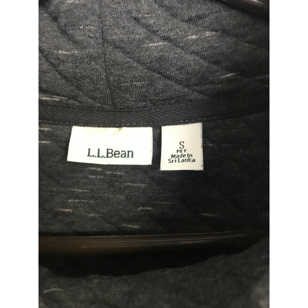 LL Bean Womens Small Petite Quilted Funnel Neck Pullover Charcoal‎ Gray Heather - Picture 3 of 6